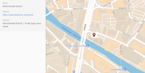A thumbnail image of the University campus map, showing the Dental School's new location on Avon Street